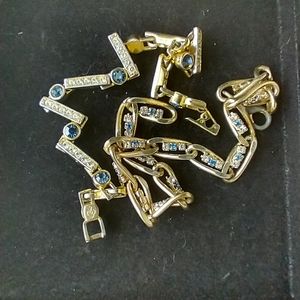 Gold Toned Sapphire and CZ Bracelets
